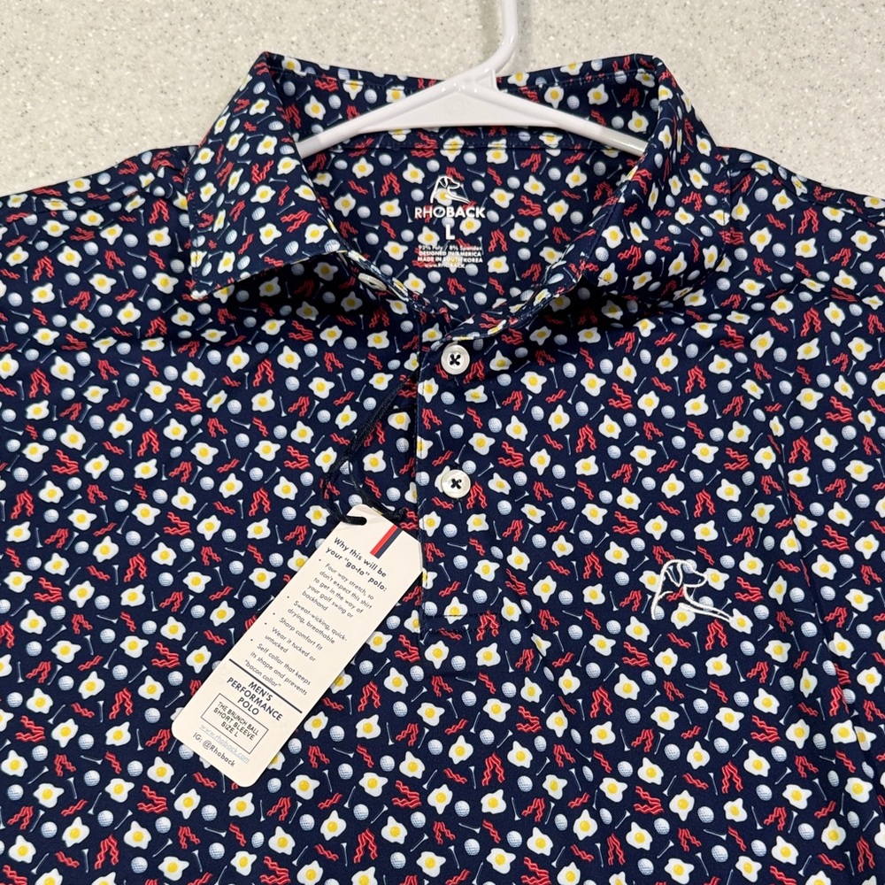 Rhoback Men's Navy Floral Polo